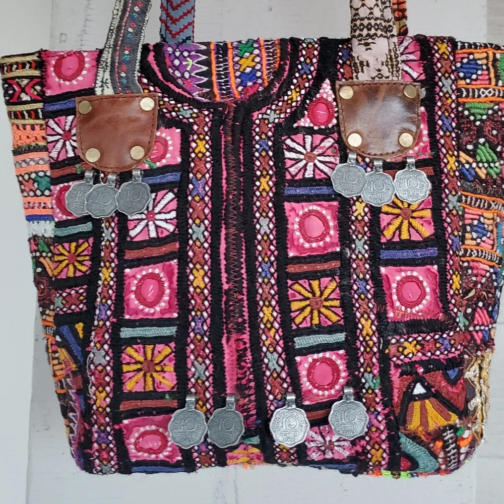 artisan banjara Zari Ethnic handmade Embroidered Repurposed Patchwork bag